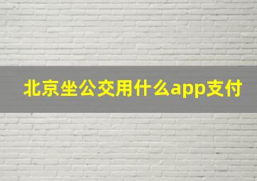 北京坐公交用什么app支付