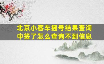 北京小客车摇号结果查询中签了怎么查询不到信息