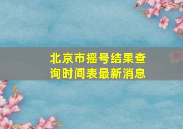 北京市摇号结果查询时间表最新消息