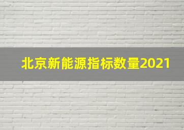 北京新能源指标数量2021