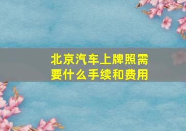 北京汽车上牌照需要什么手续和费用