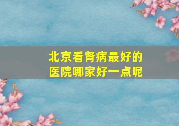 北京看肾病最好的医院哪家好一点呢