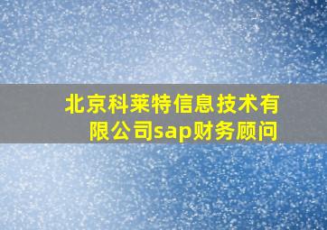 北京科莱特信息技术有限公司sap财务顾问