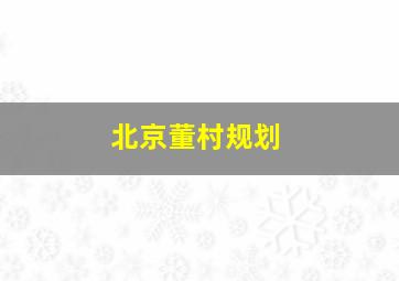 北京董村规划