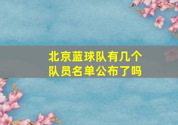 北京蓝球队有几个队员名单公布了吗