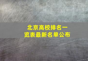 北京高校排名一览表最新名单公布