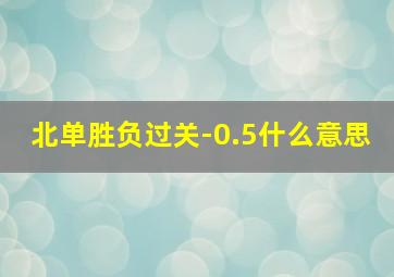 北单胜负过关-0.5什么意思