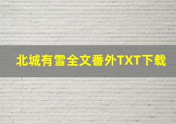 北城有雪全文番外TXT下载