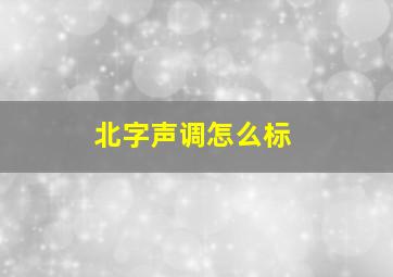 北字声调怎么标