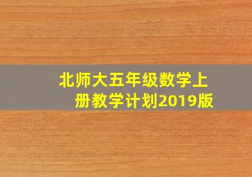 北师大五年级数学上册教学计划2019版