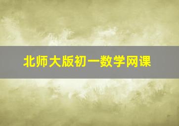 北师大版初一数学网课