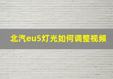 北汽eu5灯光如何调整视频