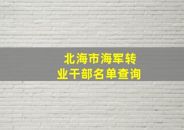 北海市海军转业干部名单查询