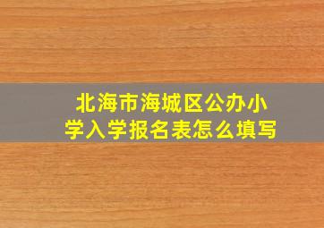 北海市海城区公办小学入学报名表怎么填写