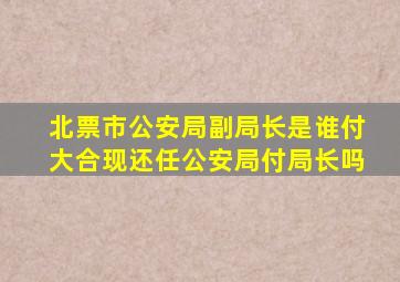 北票市公安局副局长是谁付大合现还任公安局付局长吗