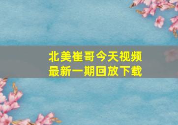 北美崔哥今天视频最新一期回放下载