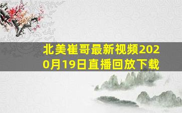 北美崔哥最新视频2020月19日直播回放下载