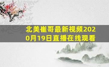 北美崔哥最新视频2020月19日直播在线观看