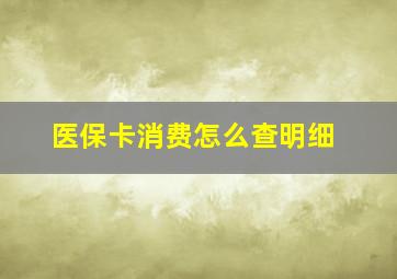 医保卡消费怎么查明细