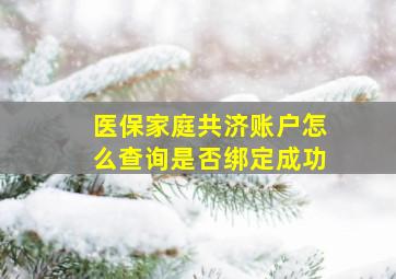 医保家庭共济账户怎么查询是否绑定成功