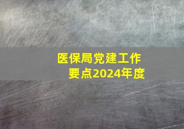 医保局党建工作要点2024年度