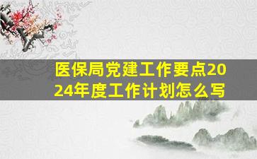 医保局党建工作要点2024年度工作计划怎么写