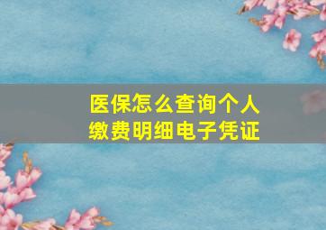 医保怎么查询个人缴费明细电子凭证