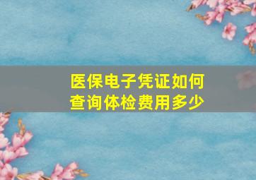 医保电子凭证如何查询体检费用多少