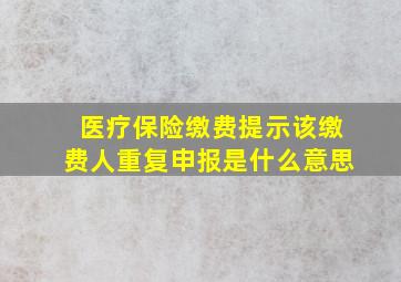 医疗保险缴费提示该缴费人重复申报是什么意思