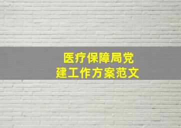 医疗保障局党建工作方案范文