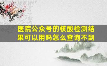 医院公众号的核酸检测结果可以用吗怎么查询不到