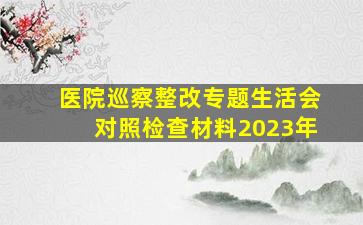 医院巡察整改专题生活会对照检查材料2023年