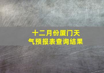 十二月份厦门天气预报表查询结果