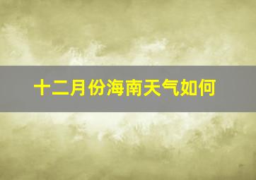 十二月份海南天气如何