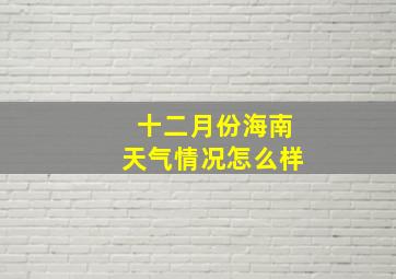 十二月份海南天气情况怎么样