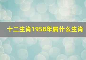 十二生肖1958年属什么生肖