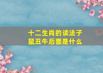 十二生肖的读法子鼠丑牛后面是什么