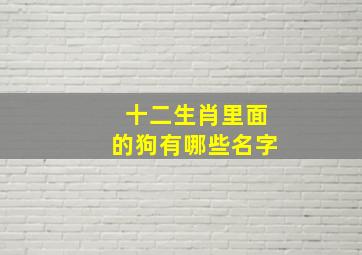 十二生肖里面的狗有哪些名字