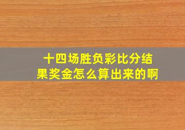 十四场胜负彩比分结果奖金怎么算出来的啊