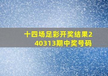 十四场足彩开奖结果240313期中奖号码