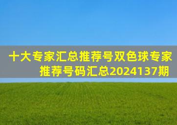 十大专家汇总推荐号双色球专家推荐号码汇总2024137期