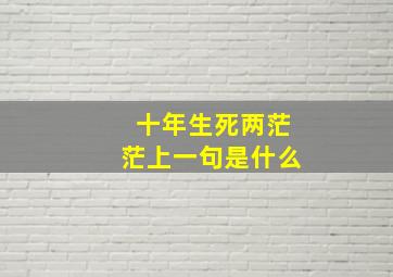 十年生死两茫茫上一句是什么