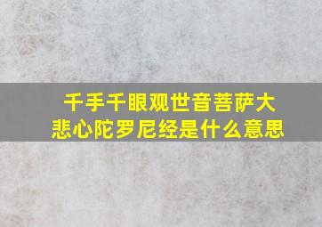 千手千眼观世音菩萨大悲心陀罗尼经是什么意思