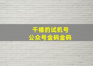 千禧的试机号公众号金码金码