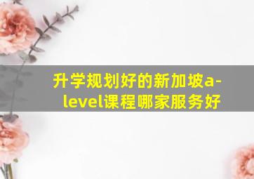 升学规划好的新加坡a-level课程哪家服务好