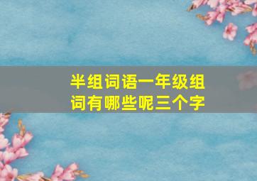 半组词语一年级组词有哪些呢三个字