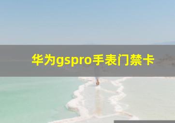 华为gspro手表门禁卡