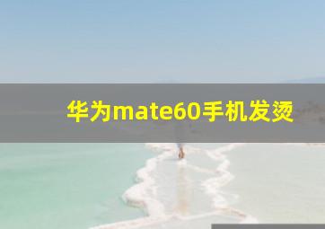 华为mate60手机发烫