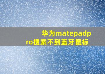 华为matepadpro搜索不到蓝牙鼠标