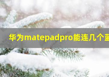 华为matepadpro能连几个蓝牙